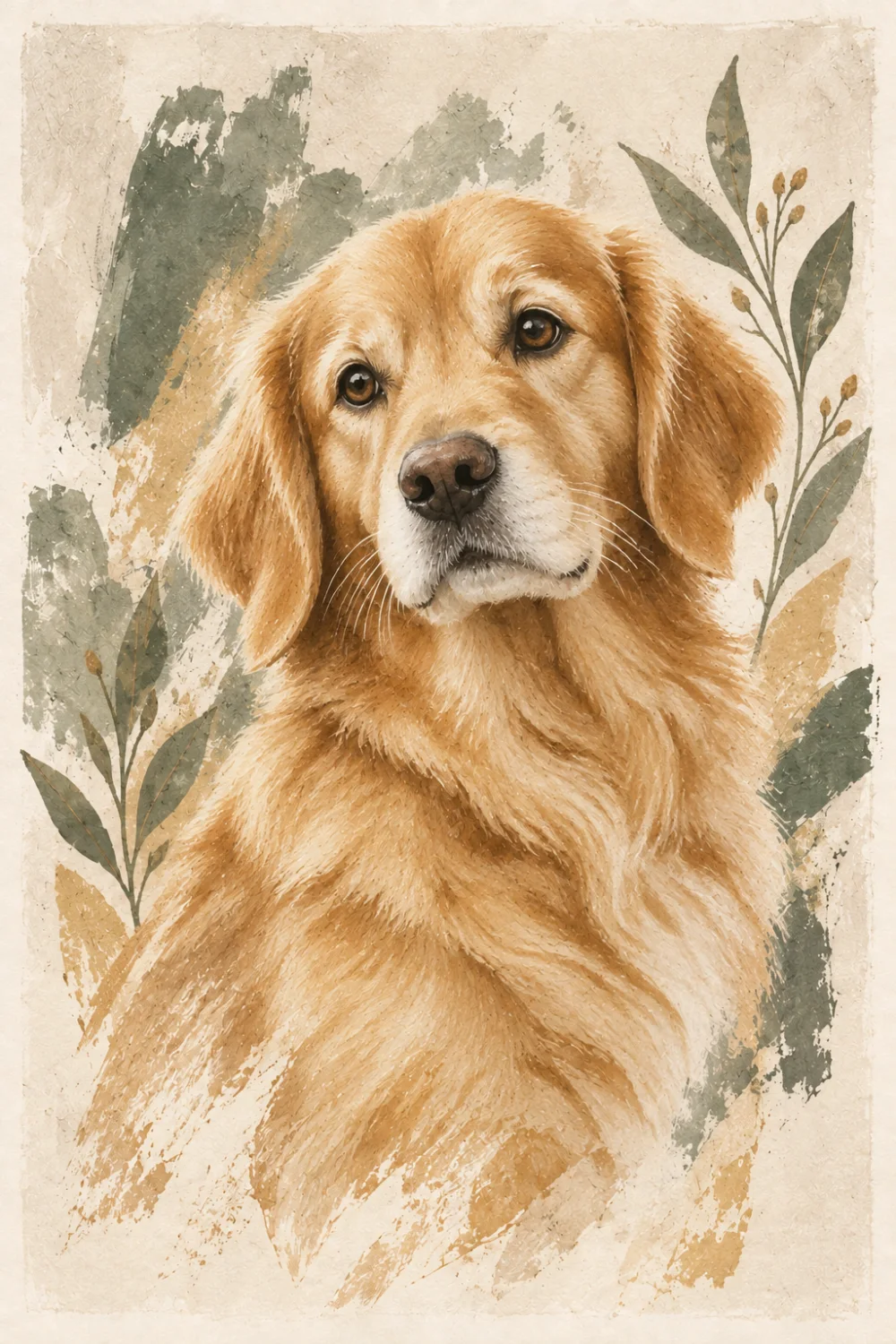 A golden retriever with a warm and gentle gaze.
