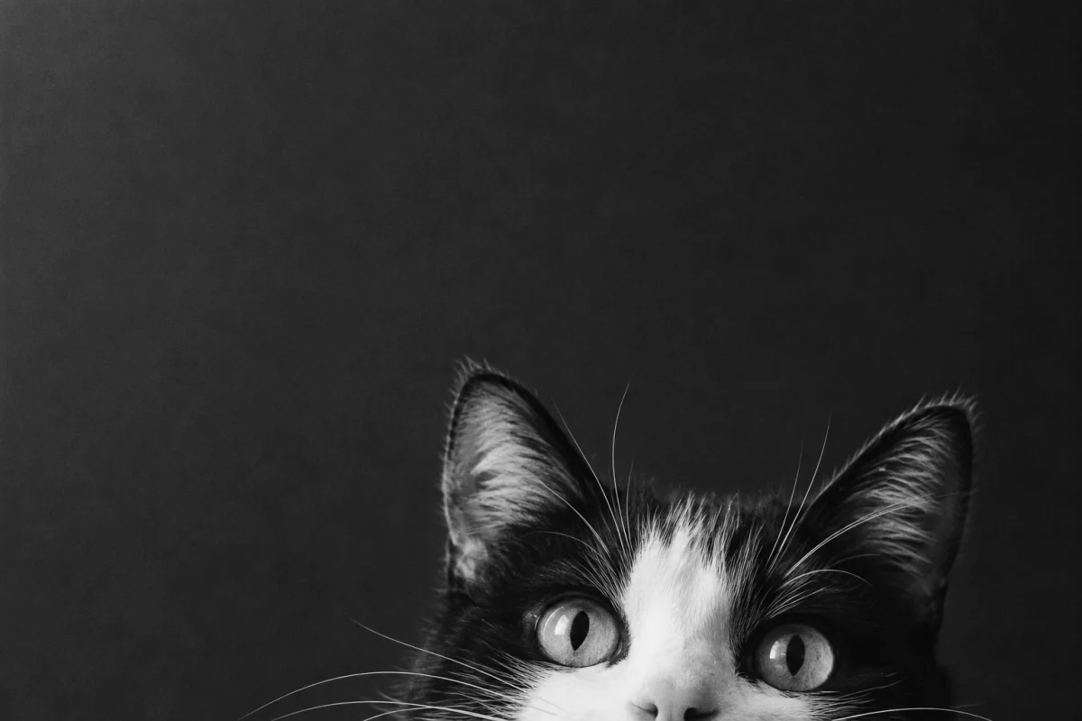 An alert cat, just above the edge.