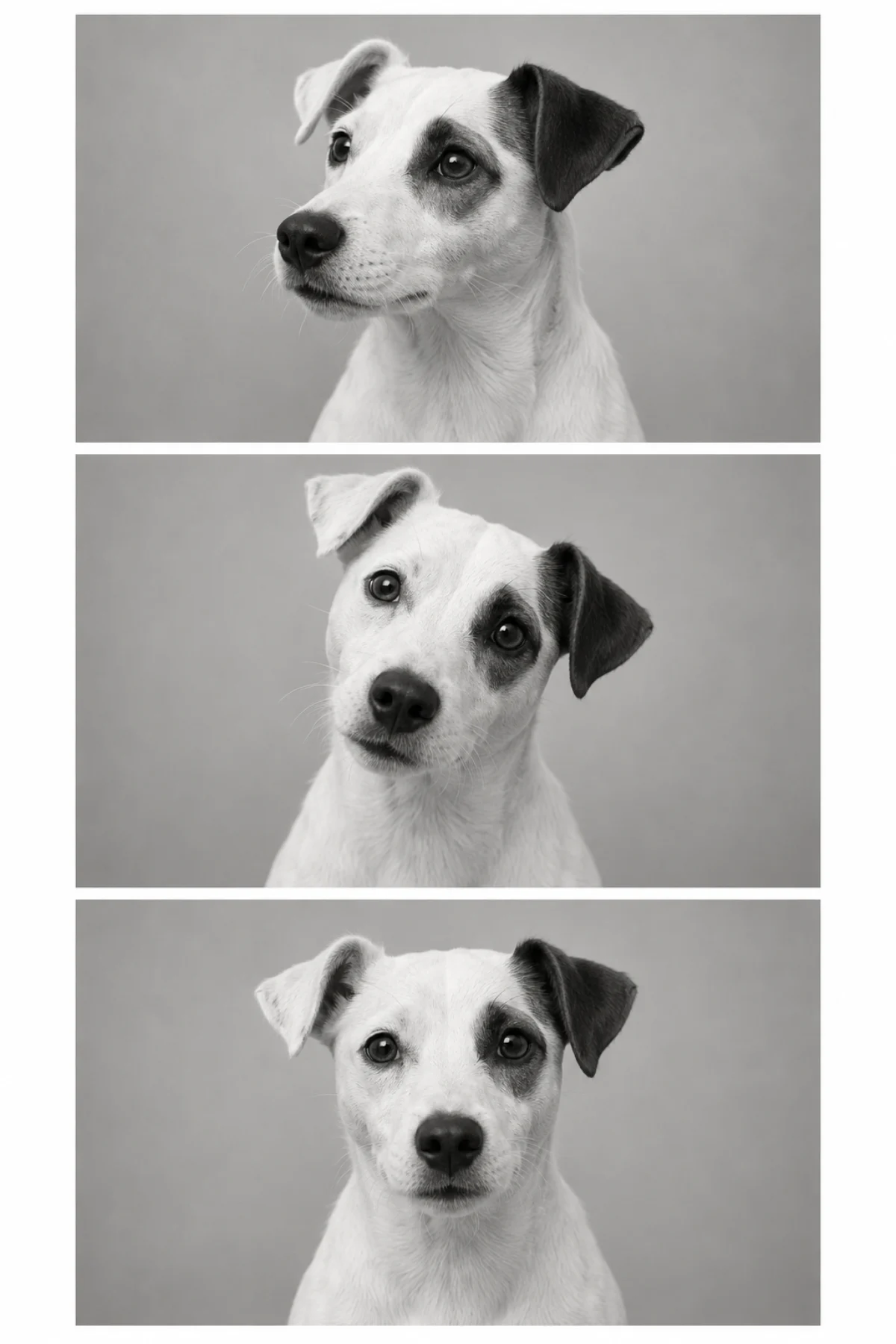 Three expressions of one small companion.